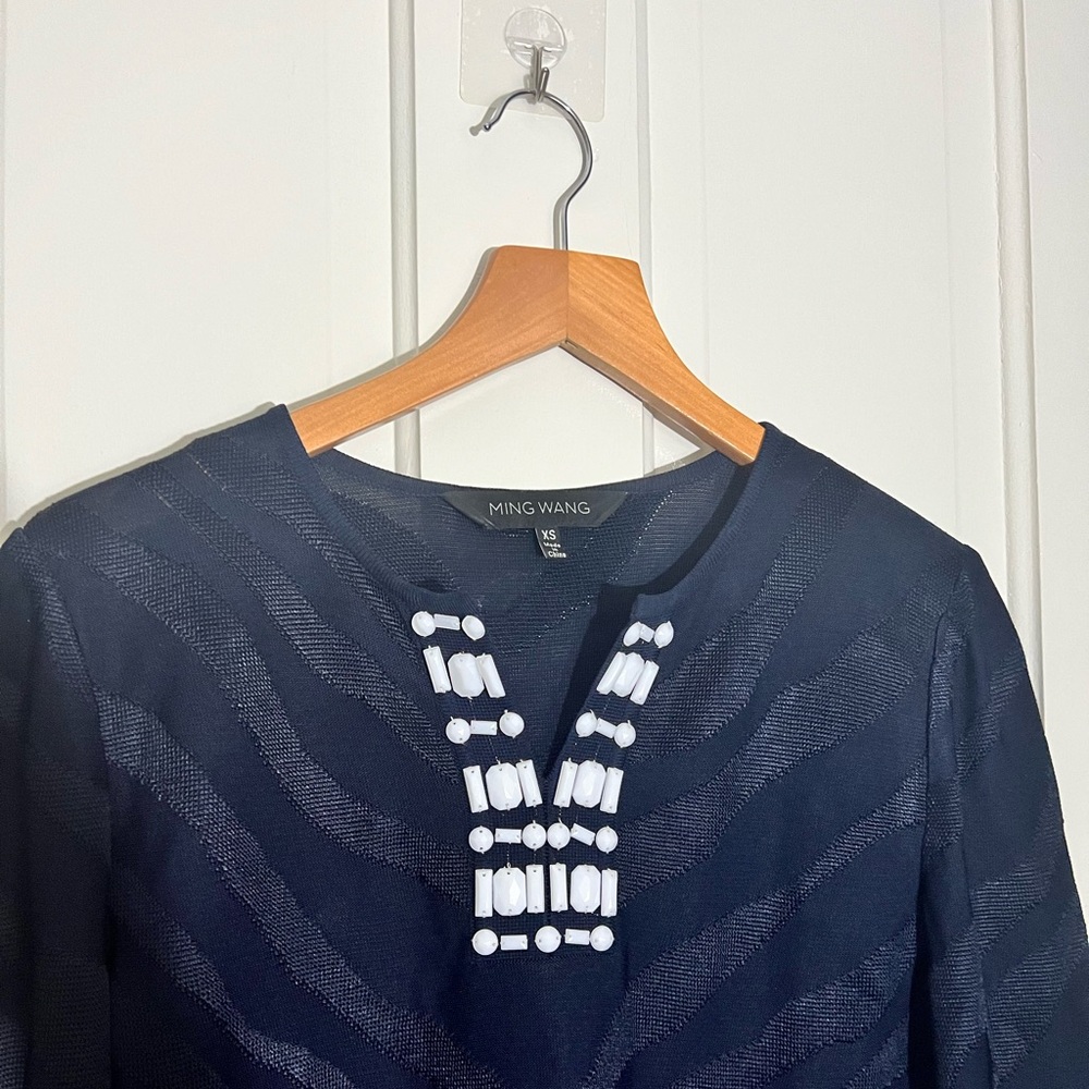 Ming Wang sz XS Beaded Tunic Length Shirt